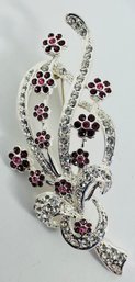 NAPIER SILVER TONE WHITE & PINK FLOWER BROOCH