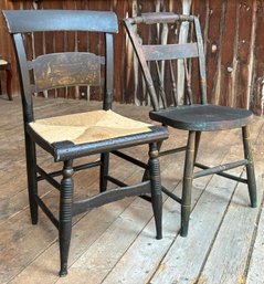 Fabulous Pair Of American Antique Painted Chairs