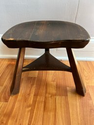 Vintage Ethan Allen 'Kling Colonial' Rustic Milking Stool With Trunk Slab Seat