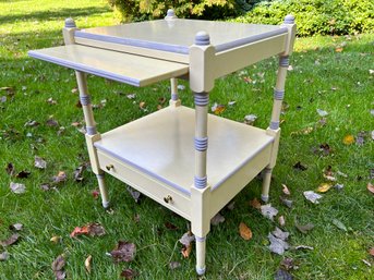 Charming Painted Side Table With Pull Out Extension