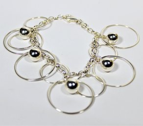 Fine Contemporary Sterling Silver Circular Rings Bracelet
