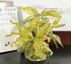 Funky Vintage 1960's Yellow Lucite Floral Display