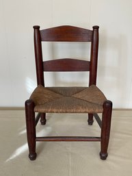 Antique Primitive Ladder Back Low Childs Chair