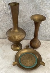 Trio Of Vintage Brass Bronze Items