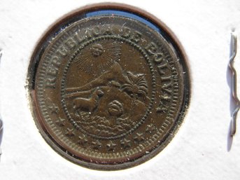 1951  BOLIVIA  ONE BOLIVIANO  COIN  - AU