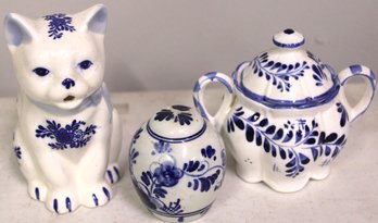 Lot Of 3 Blue And White Misc