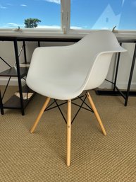 An Eames Style White Molded Plastic  Chair - Office