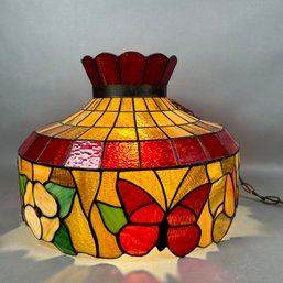 A Pretty Vintage Tiffany Style Butterfly Ceiling Lamp
