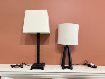 Group Of 2 Black Metal Lamps