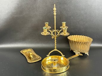 An Awesome Assortment Of Antique & Vintage Candle Accessories In Brass