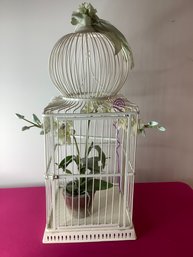 Decorative Birdcage With Faux Plant