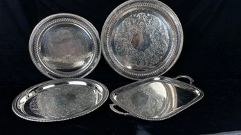 Silver Plate And Silver Serving Platters Set Of 4