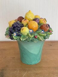 Vintage Majolica Ceramic Italian Fruit Basket