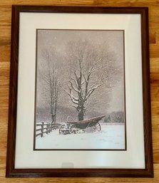 Framed Print - Snowy Landscape With Wagon