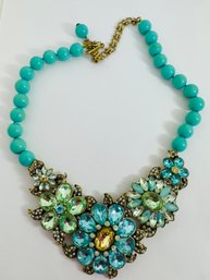 SIGNED HEIDI DAUS 'GLORIOUS GARDEN' CRYSTAL FLORAL NECKLACE - STUNNING