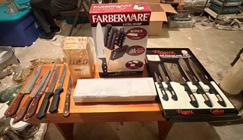 Brand New Farber Ware Ultra Shape 22 Piece, 5 Rogers Stainless Steel, 3 Regent & 3 Different Knives