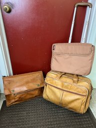 Two Leather Luggage Pieces & A Laptop Case