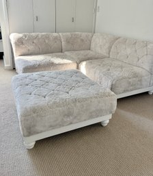 A Pottery Barn Teen Sectional Sofa On Wood Base