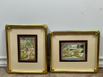 Two Hand Painted Indian Art Paintings On Silk