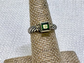 David Yurman Emerald Cable Ring, Size 5.5