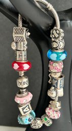 VTG 1980's-90's Sterling Silver Pandora Charm Bracelet Most Charms Marked