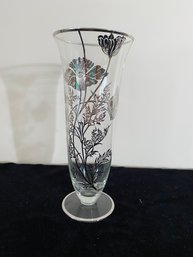 Vintage Silver City Silver Overlay Poppy Flanders Clear Vase
