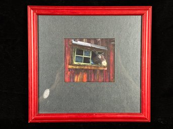 Illustration Of Horse Looking Out Window In Frame