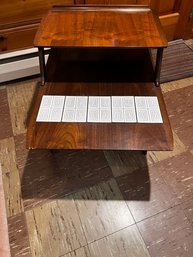 Pair Of Lane Cosmopolitan MCM Style Two Tier End Tables With Tile Inlay