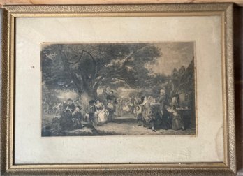 Antique Print Of Outdoor Gathering