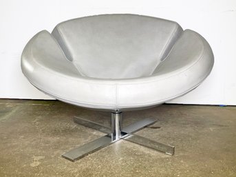 A Modernist Bucket Chair In Chrome And Italian Leather By Roche Bobois