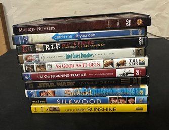 Lot Of 10 DVDs - Little Miss Sunshine, Silk Wood, Sinbad, Star Wars, As Good As It Gets. BS/E4