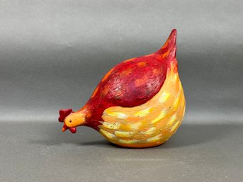 A Decorative Hand-Painted Pecking Chicken