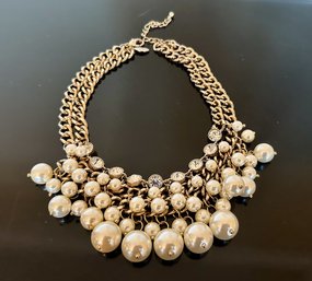 Chico's Faux Pearl And Crystal Statement Necklace/Choker