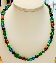 DESIGNER JAY KING DTR TURQUOISE AND MULTISTONE NECKLACE STERLING SILVER CLASP