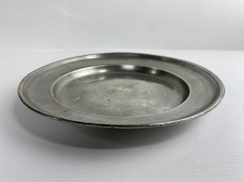18th C. Deep Pewter Plate, Monogrammed F.G.G.