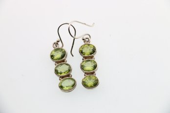 Sterling Silver Green Peridot Stone Earrings