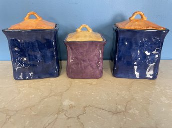Set Of Gisella Hand Painted Ceramic Kitchen Storage Jars