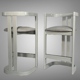 Set Of Three Karl Springer Bar Height Stools