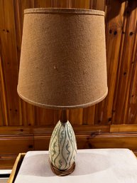 Mid Century Modern Genie Style Table Lamp With Textured Drum Shade
