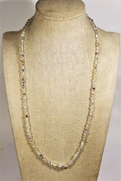 Fine Aurora Borealis Crystal Beaded Necklace, 20' Long