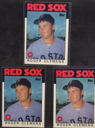 (3) 1986 Topps Roger Clemens Cards - K