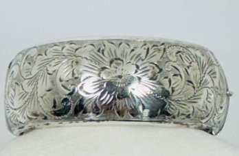 VINTAGE BIRKS STERLING SILVER ETCHED WIDE BANGLE BRACELET