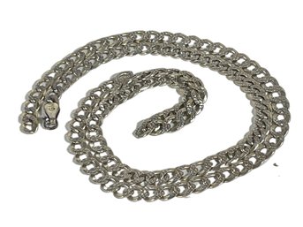 Sterling Silver Textured Curb Link Chain Necklace Missing Clasp