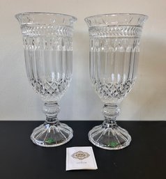 Pair Of Hurricane Lamps Shannon Crystal By Godinger