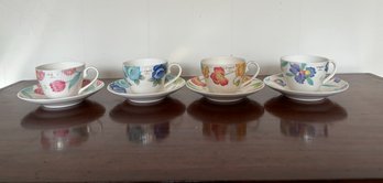 Set Of 4 Ungaro Paris Floral Cups And Saucers