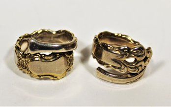 Two Sterling Silver Spoon Rings Vintage Sizes 4 And 3.5
