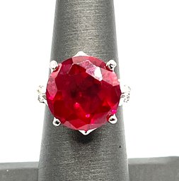 Gorgeous Large Brilliant Pink Stone Ring, Size 6