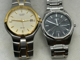 Pair Of Men's CITIZEN Watches- ECO DRIVE WR100 And WR100 DRESS WATCH