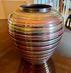 Heavy Brass And Mixed Metal Vase