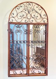 A Vintage Wrought Iron Framed Mirror In Plantation Style